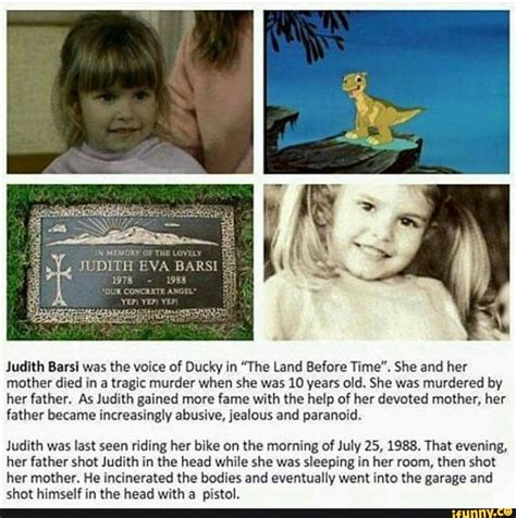 judith barsi cause of death|girl who voiced ducky killed.